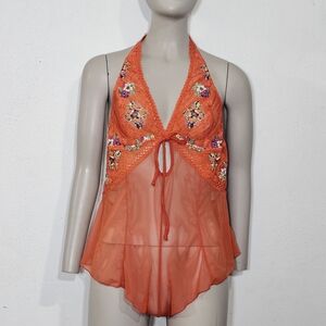 Savage X Fenty Babydoll Sheer Mesh Floral Lace Lingerie Sz XL Straps Romantic